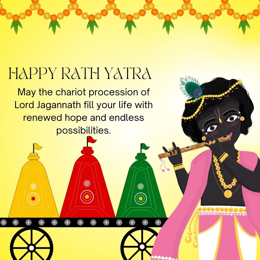 May the chariot procession of Lord Jagannath fill your life with renewed hope and endless possibilities. - Jagannath Rathyatra Wishes wishes, messages, and status